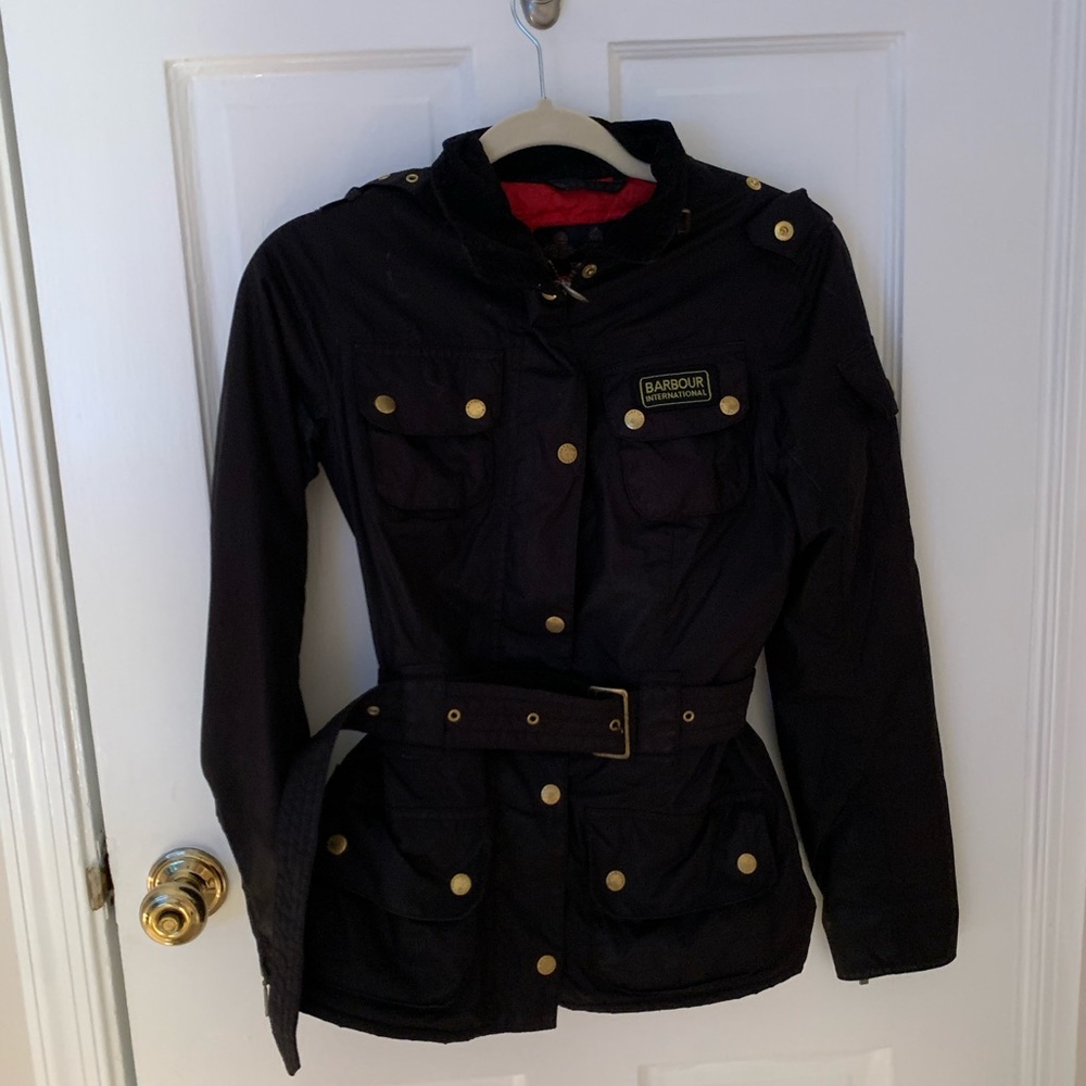 Barbour Jacket! Black with Red Interior